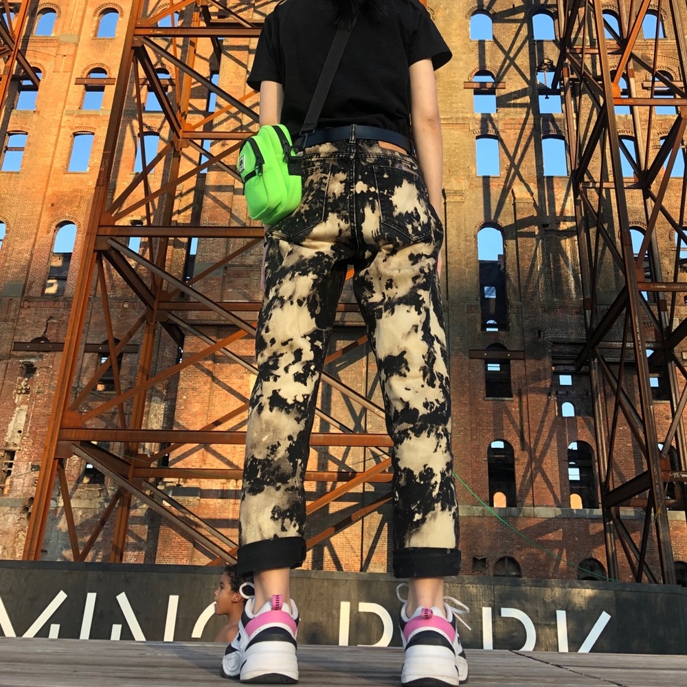 Tye dye bleached mom jeans